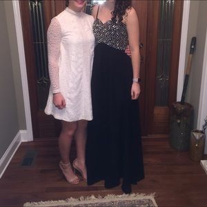 Black prom dress with lace up back