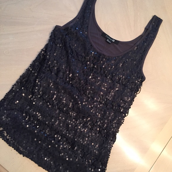 Gray sequin tank