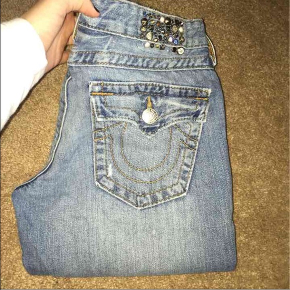 True Religion Beaded Straight Leg Jeans