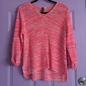 Pink and White stitched sweater