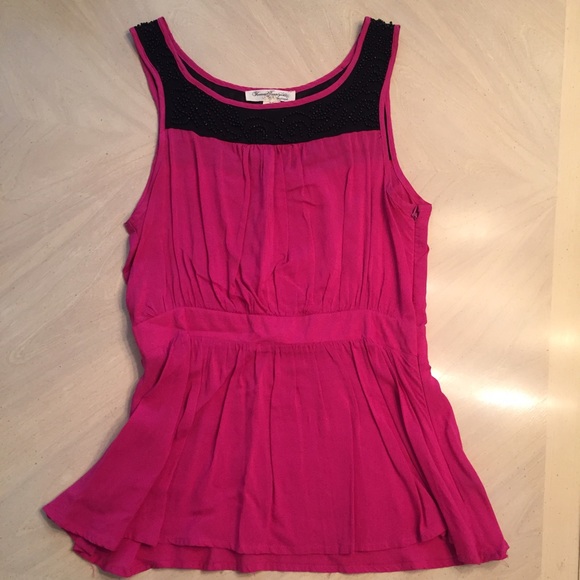 Hot pink peplum with bead detail