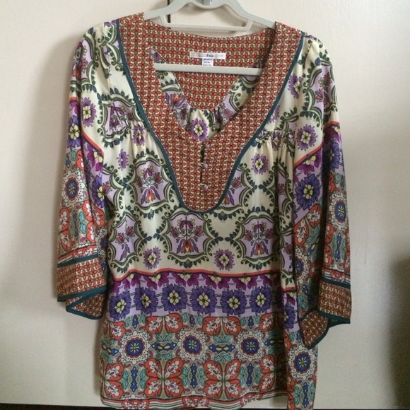 Trinity Silk Boho Peasant Blouse