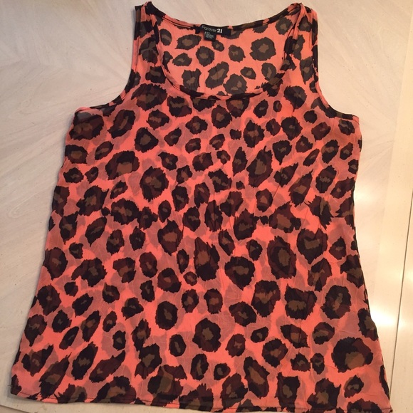 Shear peach cheetah tank