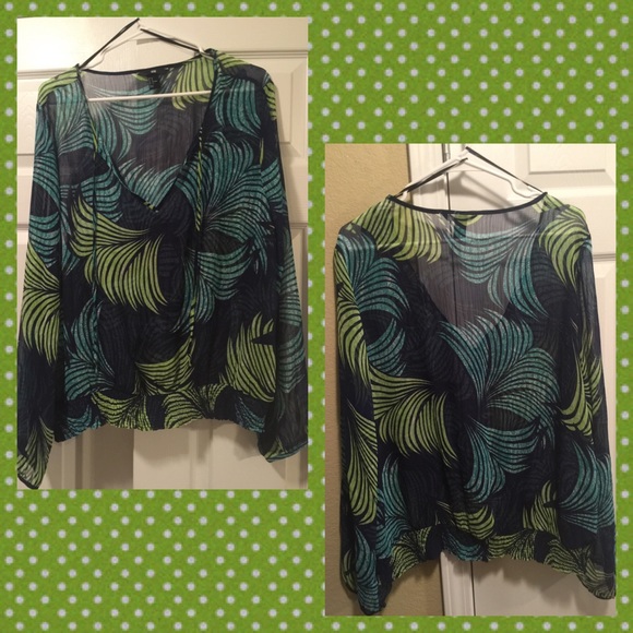 Sheer H&M Tropical Blouse NWOT