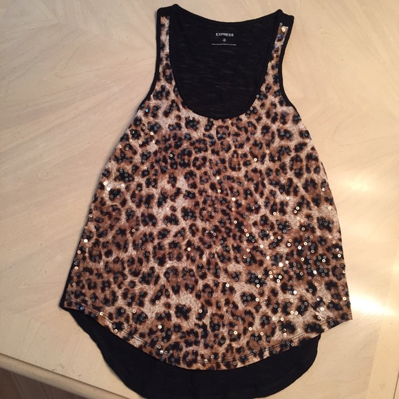 Black cheetah sequin top