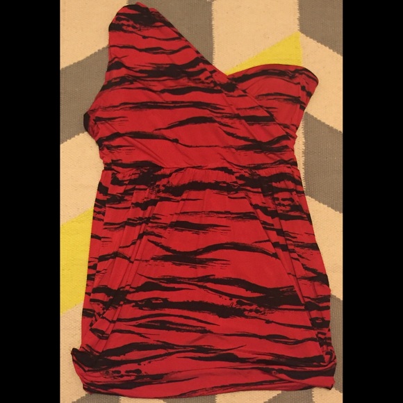 One Shoulder Animal Print Mini Dress