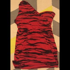 One Shoulder Animal Print Mini Dress