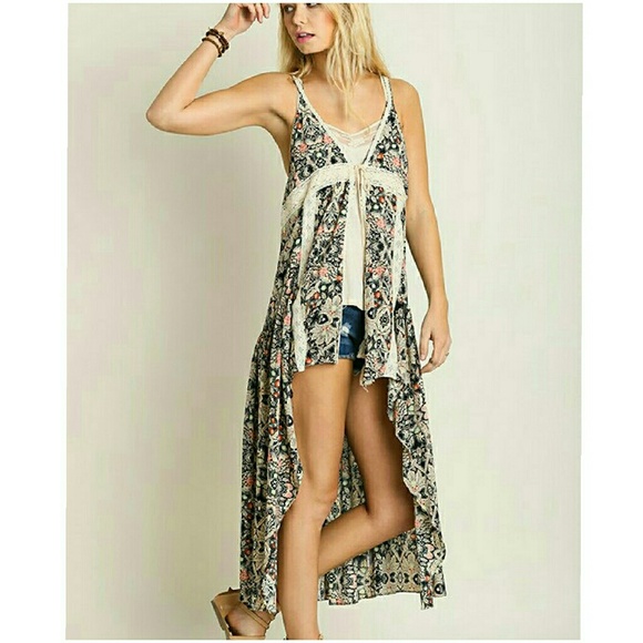 🎉RESERVED 🎉BOHO HI-LO VEST WITH LACE TRIM - Picture 2 of 4