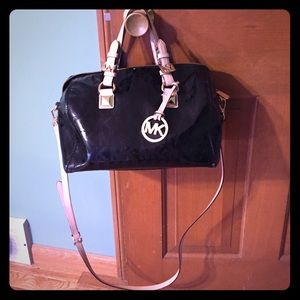 Authentic Michael Kors glossy jet black purse