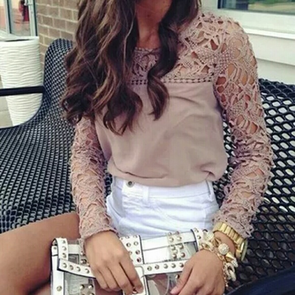 NWOT. Lace sleeve tunic