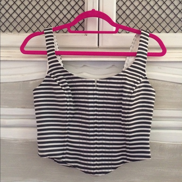 NWT black and white striped corset top from Cache