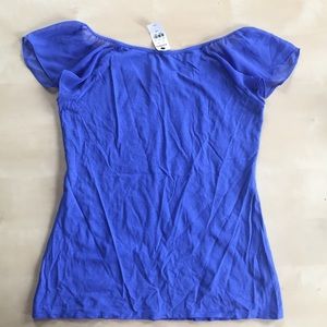 EXPRESS Periwinkle Top with Sheer Sleeves, NWT!