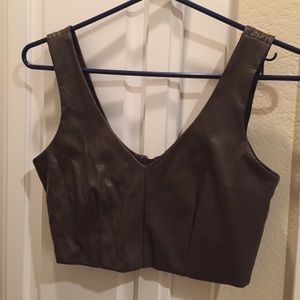 Brown faux leather crop top Brown faux leather crop top