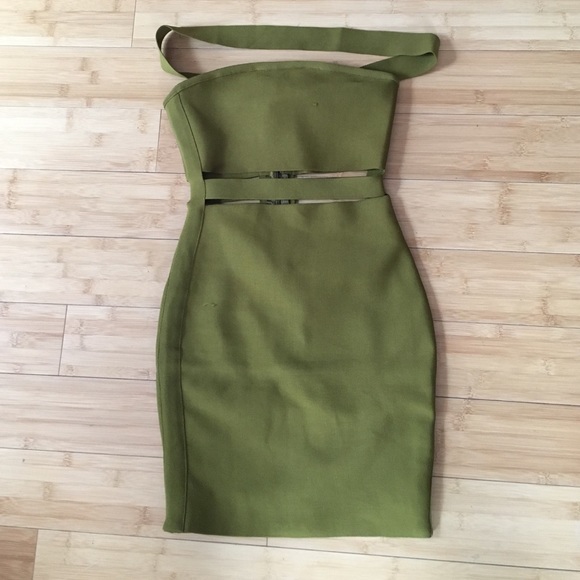 Tiger Mist Caught Out Bandage Dress (Khaki)