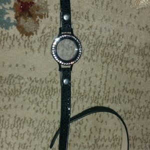 Living locket leather wrap bracelet