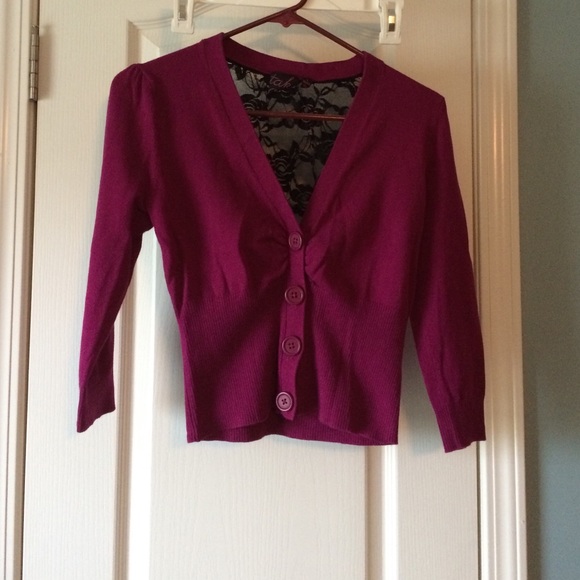 Fuchsia/black 🌵lace button down sweater🌵🌵