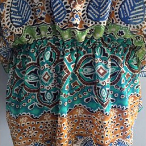 WET SEAL Geometric Aztec V Neck Batwing Blouse Top - Picture 3 of 4