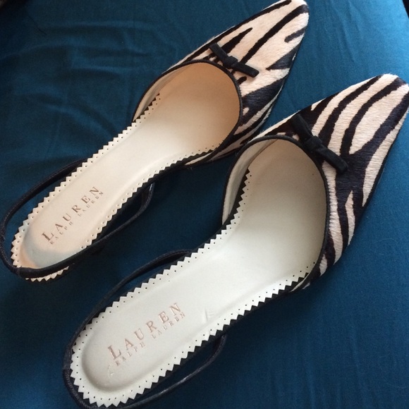 RALPH LAUREN zebra print kitten heels
