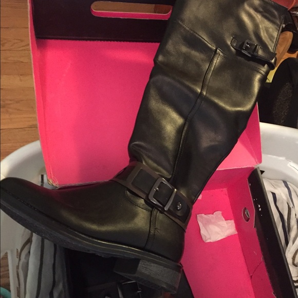 Black leather boots