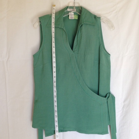 Sleeveless linen wrap top