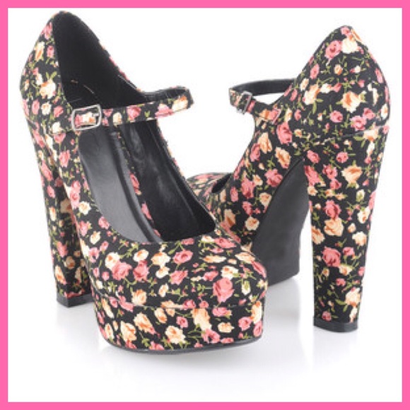 Floral pumps heels vintage rockabilly size 9 NWT - Picture 3 of 4