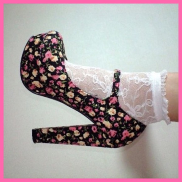 Floral pumps heels vintage rockabilly size 9 NWT - Picture 4 of 4
