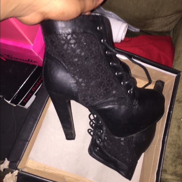 Black lace boots