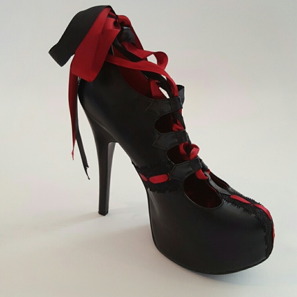 Bordello  Shoes - Black with Red Trim Shoes
