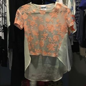 Cropped sheer high low shirt