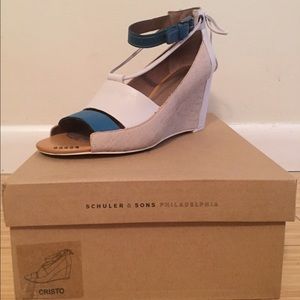 Leather and cork wedges