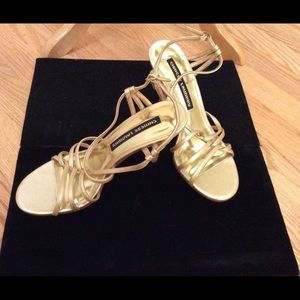 Gold strap dress heels