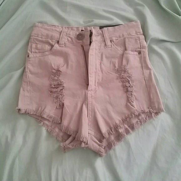 High rise khaki shorts