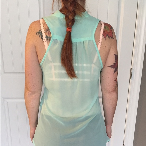 Blue layering tank button down - Picture 3 of 4