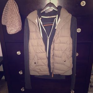 H&M khaki colored puffer vest