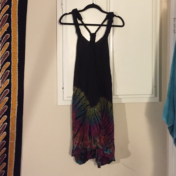High/low tyedye dress with sizable straps