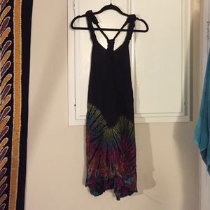 High/low tyedye dress with sizable straps