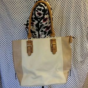Apt. 9 Large Satchel/Purse Tan and Cream