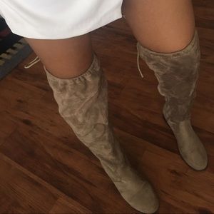 Tan Suede Knee High Boots