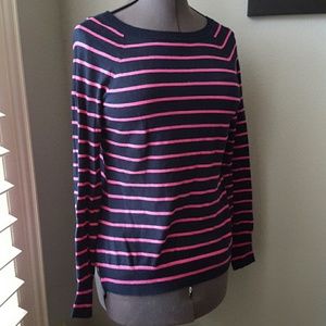 Pristine navy blue pink stripe cotton sweater