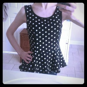 Black & White Polka Dot Peplum Top