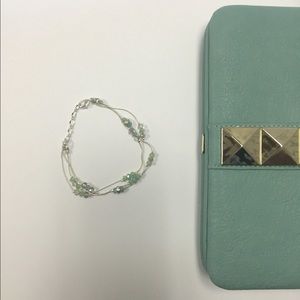 Green Blue & Silver delicate bracelet
