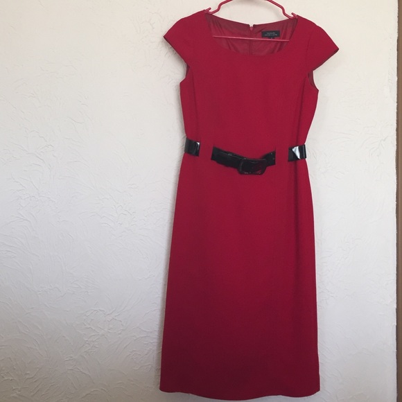 Tahari cocktail pencil dress red