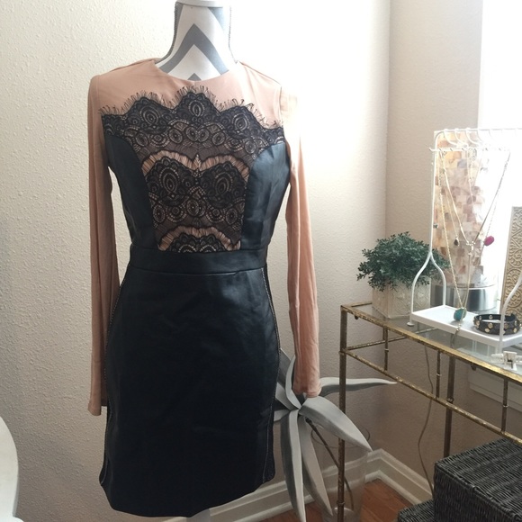 Sexy leather illusion dress