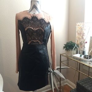 Sexy leather illusion dress