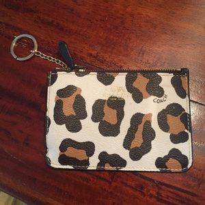 Coach ocelot key ring/mini coin purse
