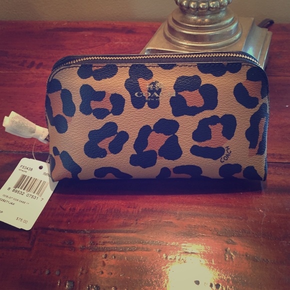 New w tags! Coach ocelot cosmetic case/ mini purse