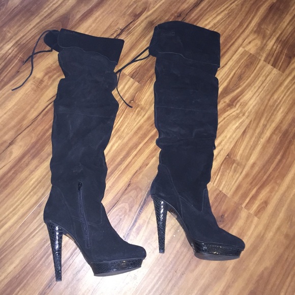 Knee high suede boots