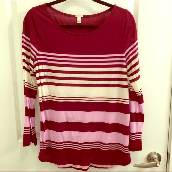 J. Crew Purple Striped Long-Sleeve Tee