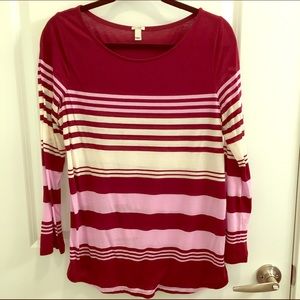 J. Crew Purple Striped Long-Sleeve Tee