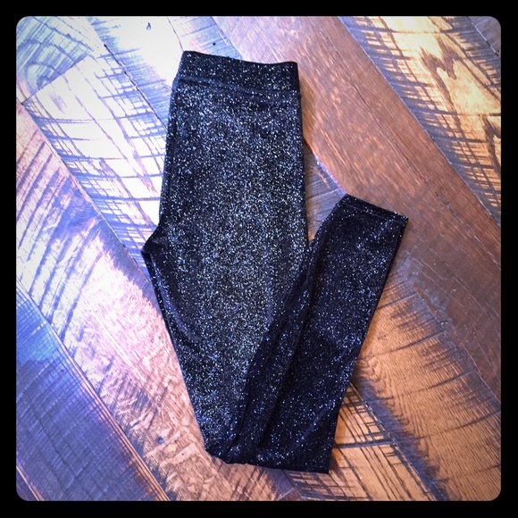 PINK Victoria's Secret Pants - VS Pink Black and Silver Bling Velour Leggings!